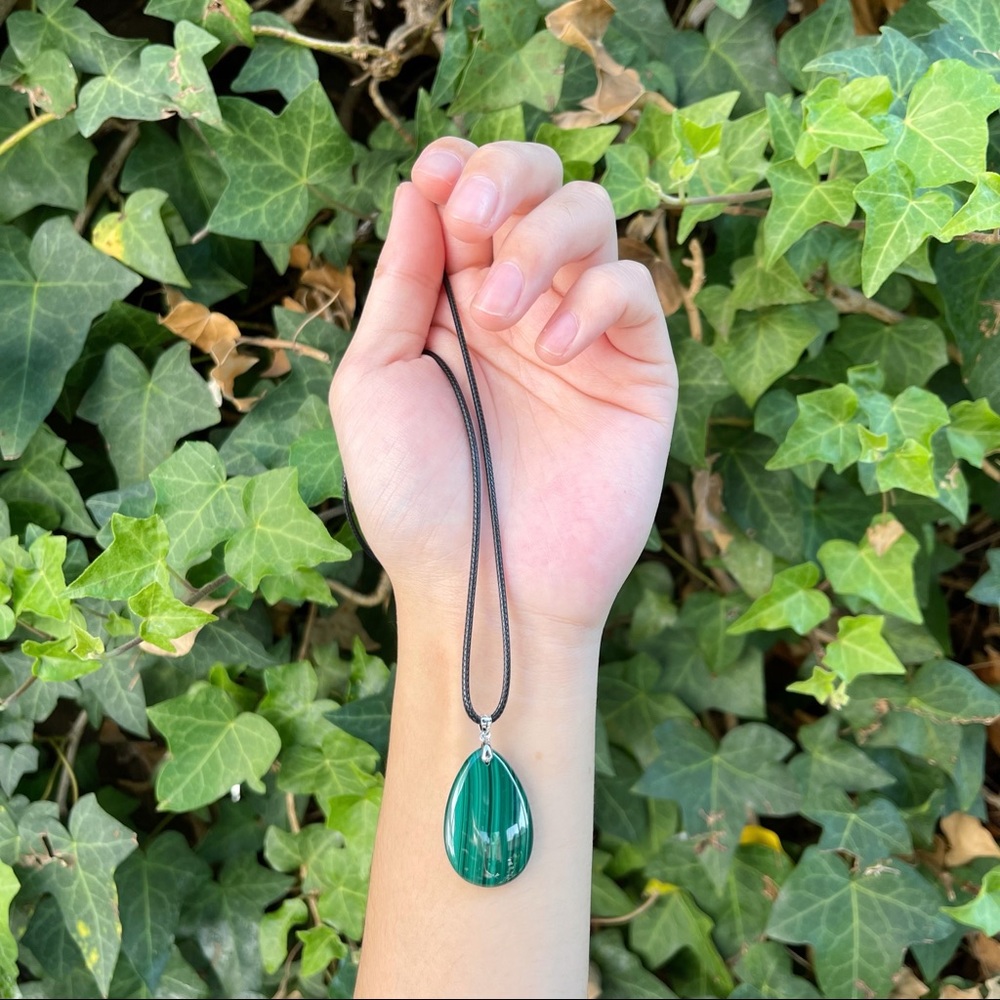 100% Natural Malachite Gemstone Pendant - Teardop/ Pear Shape #2